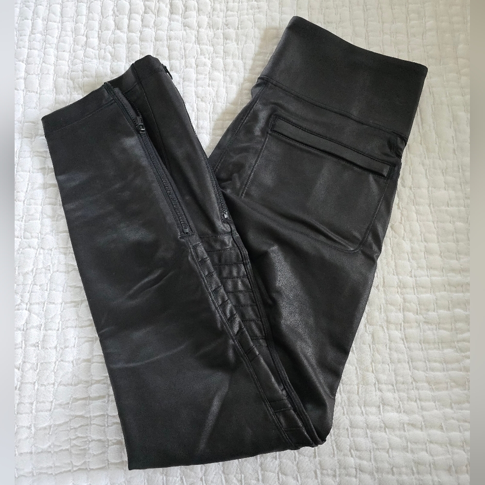 Athleta Delancey Gleam faux leather moto tights